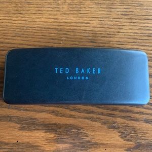 Ted Baker London black eyeglass case with blue print logo and interior EUC